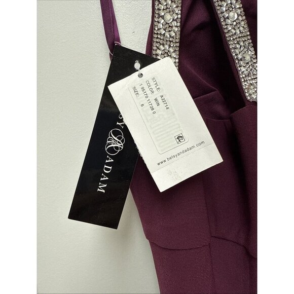 Betsy & Adam Womens Size 6 Halter Neck Rhinestone Straps Cocktail Gown Dress New - Picture 11 of 11